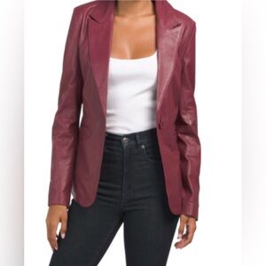 Bod & Christensen Black Cherry Leather Blazer Jacket